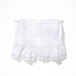 VACATION VIBES NWT American Eagle White Smocked Tube Top size L